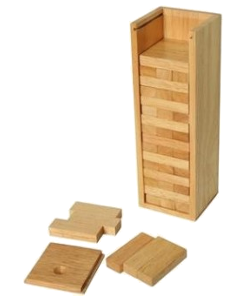 une tour de bois construite de lamelle de bois et placé dans une boîte